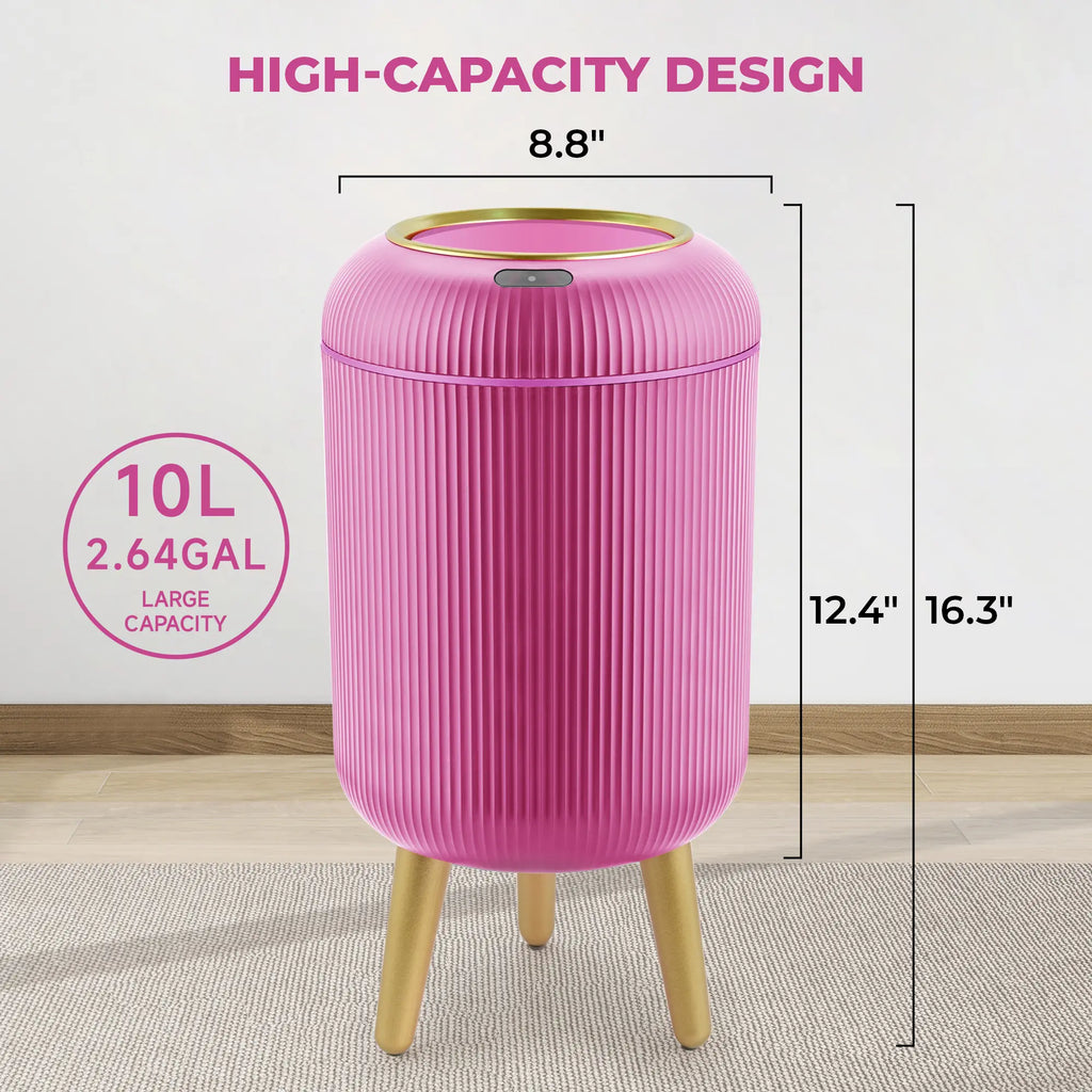 Pukomc Smart Sensor Waterproof Trash Can - Flip Top, Cute Nordic Style Design Springtok Homewares Space Saving Bins White Automatic Dispenser Bathroom Accessories