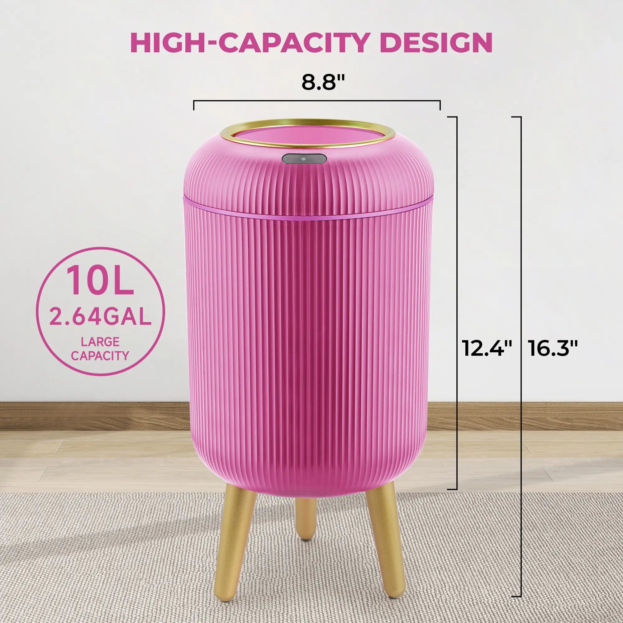 Pukomc Smart Sensor Waterproof Trash Can - Flip Top, Cute Nordic Style Design Springtok Homewares Space Saving Bins White Automatic Dispenser Bathroom Accessories