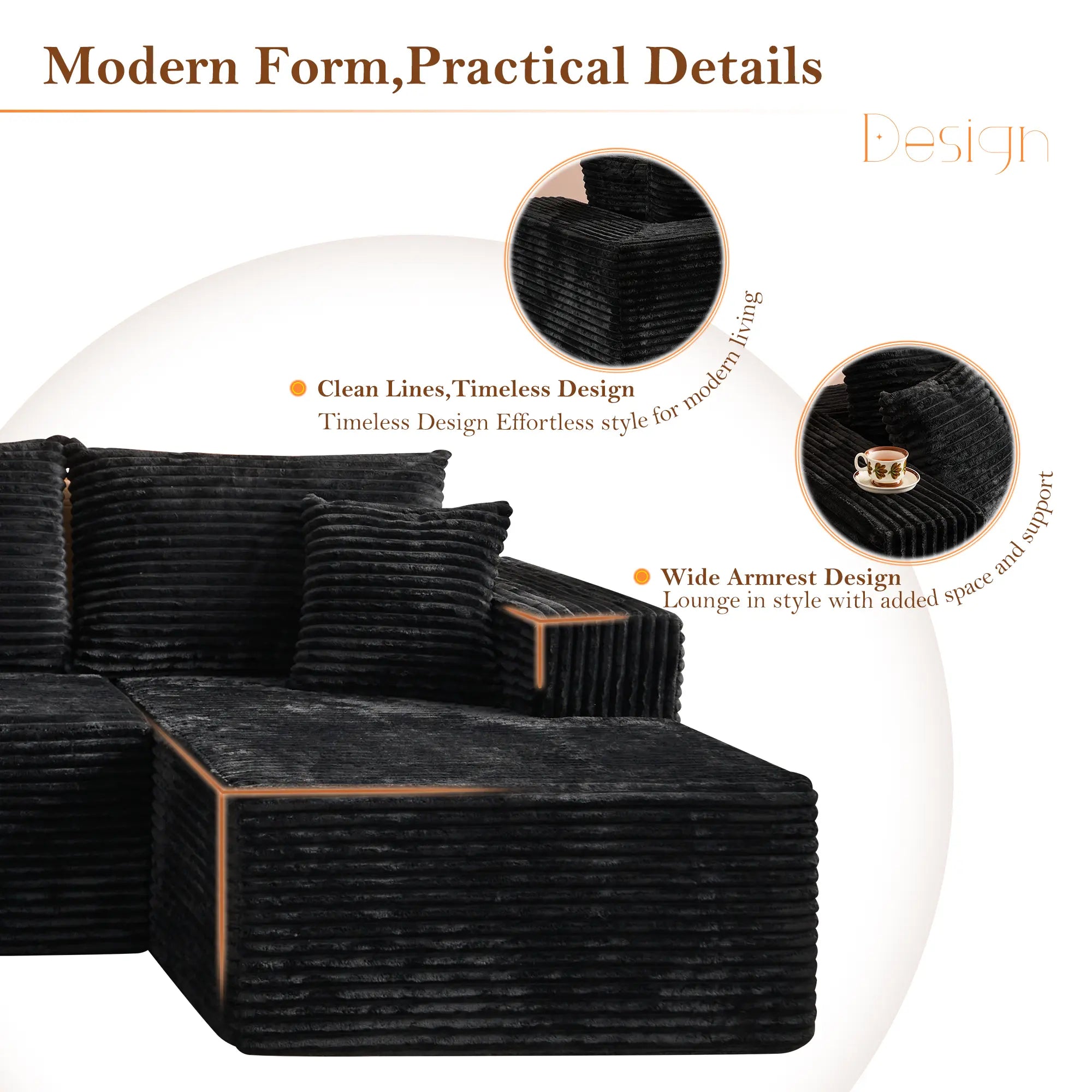 【Summer Vibes】Xizzi 135" U-Shape Sectional Cloud Couch with Chaise Modular Deep Seating Sofa, Premium High-Density Foam & Plush Corduroy, Upholstered Soft Couch, Modern Living Room Furniture Durable Comfortable Design, No Assembly Required