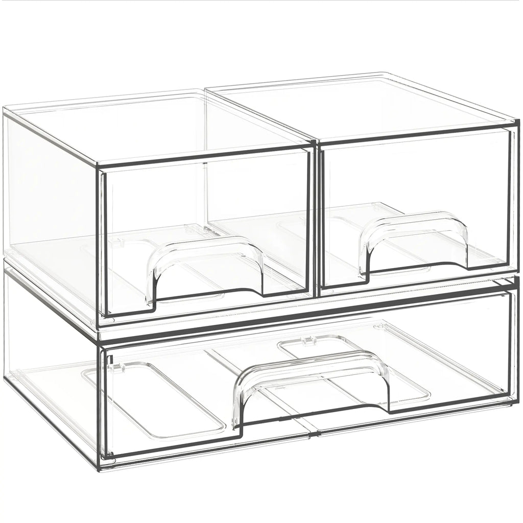 Criusia Stackable Storage Drawers, Transparent Plastic Storage Boxes, Suitable for Storing Baby Products, Bottles, Cosmetics, and for Use in Dressing Tables, Bathrooms, Cabinets, and Storage Rooms. Bpa-Free, Safe and Reliable.