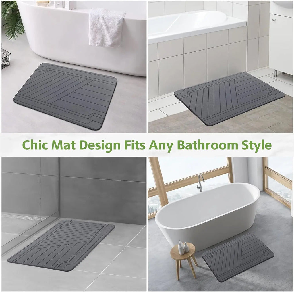 Stone Bath Mat - 23.6" X 15.4" Ultra Absorbent Diatomite Non-Slip Quick Drying Mat for Wet Areas Easy to Clean Bathroom Mat Home Essentials,Bathroom Accessories,Bathroom Decor,Bathroom Decor Set Summerwins