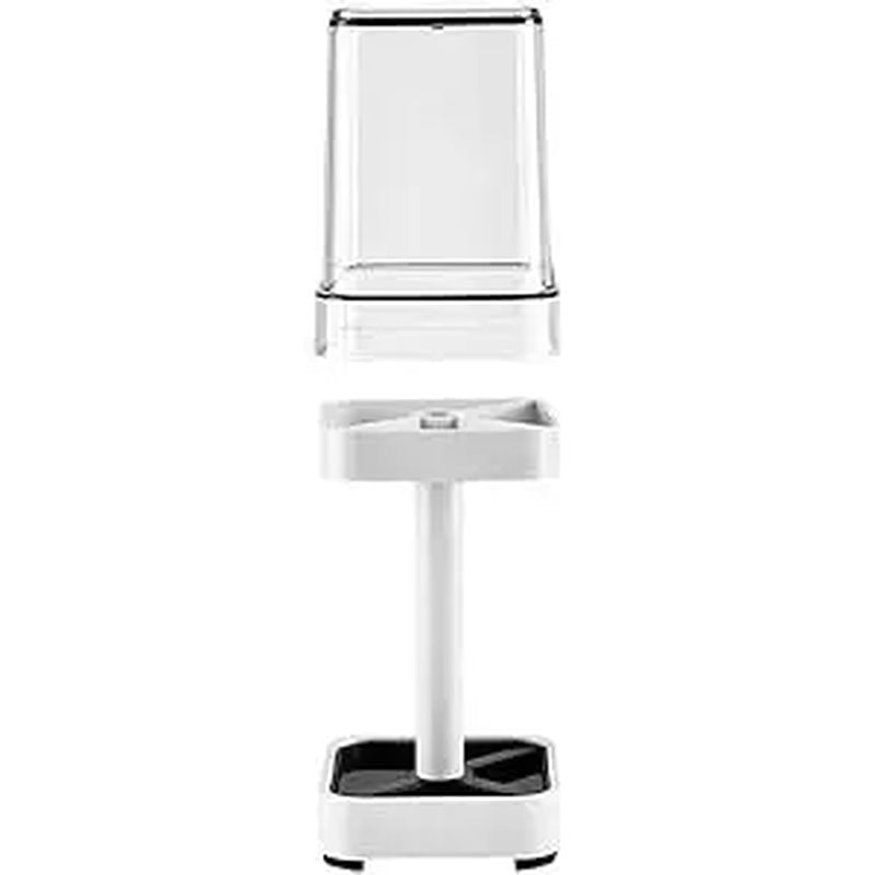 Toothbrush Holder Stand with Cover/Cup, 3 Slots for Toothbrushes, Compatible with Toothpaste & Razor Comb, Vanity Organiser White