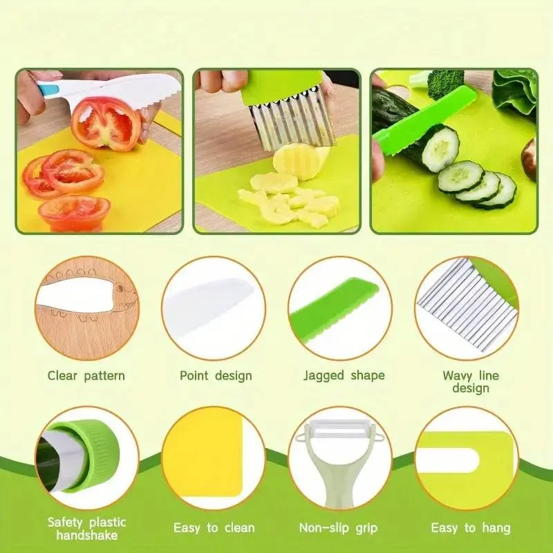 Kitchen Cutting Tool Set, 13Pcs/Set Durable Multifunctional Wooden Fruit & Vegetable Cutting Tool, Portable Kitchen Gadgets for Home Use, Household Kitchen Products