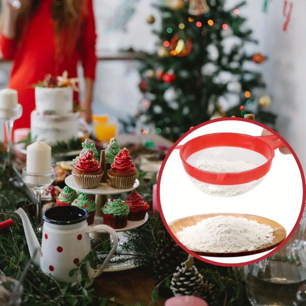 Easy-To-Clean 4Pcs Kitchen Strainer Set with Handles, Kitchen Strainer Utensils, Kitchen Accessories, Perfect for Powdered Sugar, Soy Milk, Flour & Rice Washing, Essential Baking Gadgets, Food Colander Kitchenware