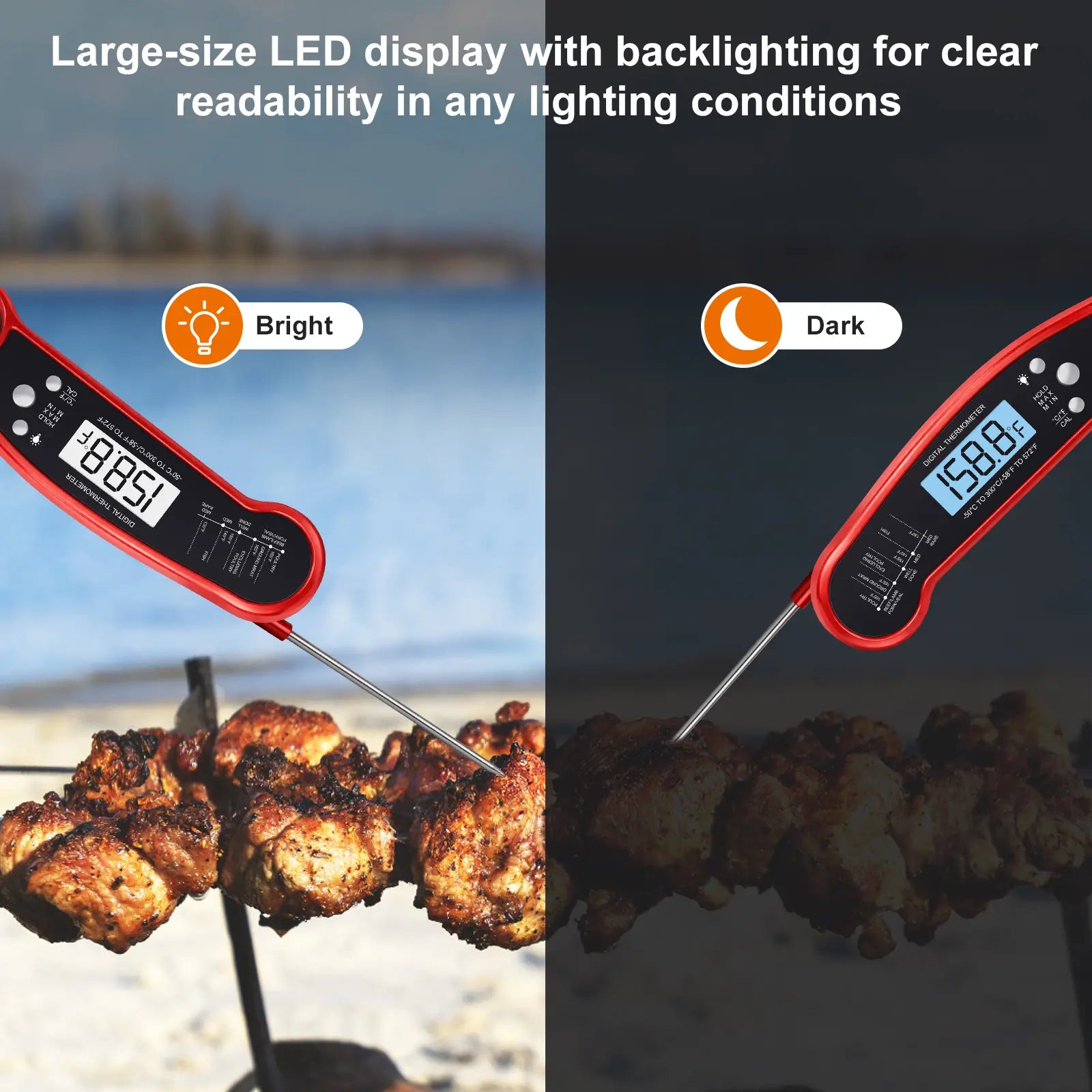 Professional-Grade Instant-Read Meat Thermometer Measures Temperature in Just 3 Seconds Features Backlit Display Waterproof Ideal for Cooking Grilling and Baking Perfect Kitchen Gift for Men Fathers and Mothers