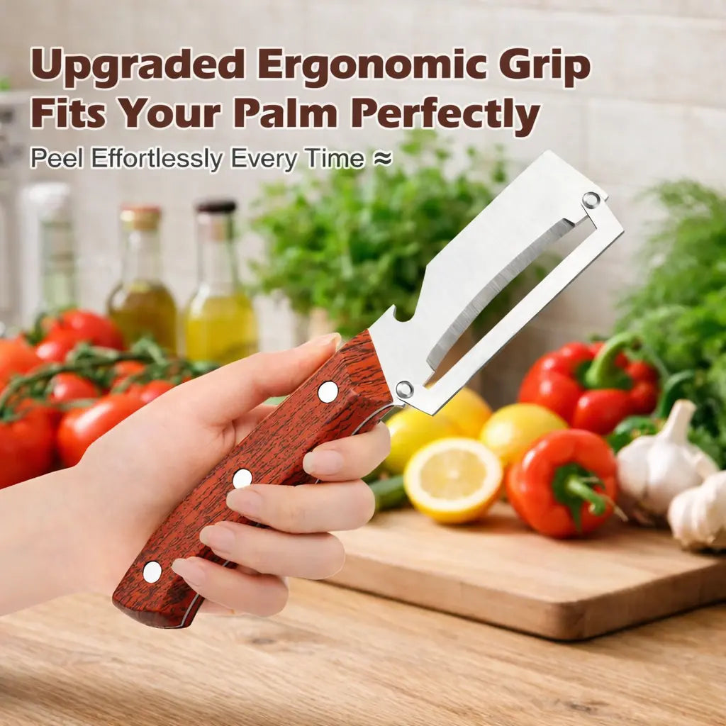 AA 2-In-1 Fruit & Veggie Peeler Kitchen Gadget, Sharp Stainless Steel Blade, Upgraded Ergonomic Comfort Non-Slip Grip, Multi-Functional Kitchen Utensil with Bottle Opener for Efficient Peeling