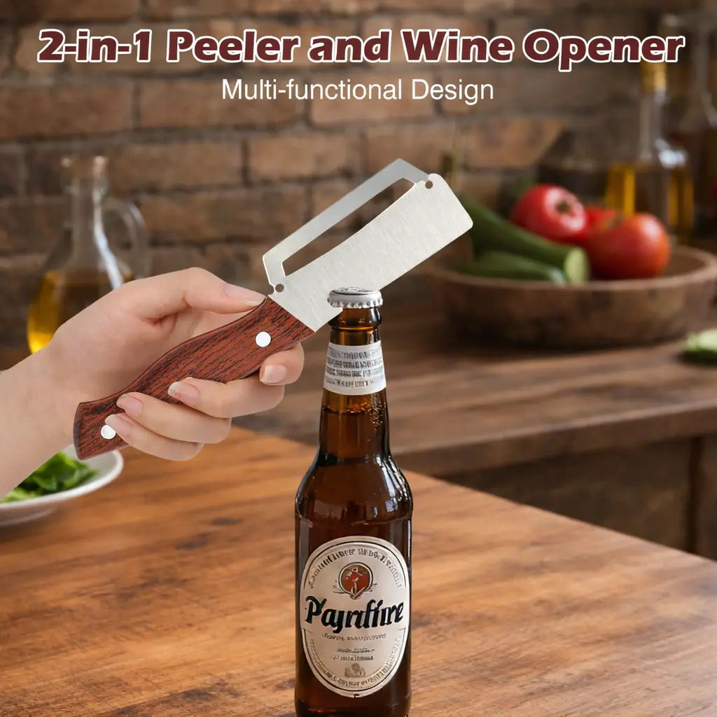 AA 2-In-1 Fruit & Veggie Peeler Kitchen Gadget, Sharp Stainless Steel Blade, Upgraded Ergonomic Comfort Non-Slip Grip, Multi-Functional Kitchen Utensil with Bottle Opener for Efficient Peeling