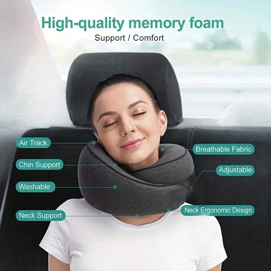 Travel Neck Pillow, Breathable Comfortable Memory Foam Neck Pillow, Travel Nap Pillow with Storage Bag, Valentine'S Day Gift, Supportive Memory Foam