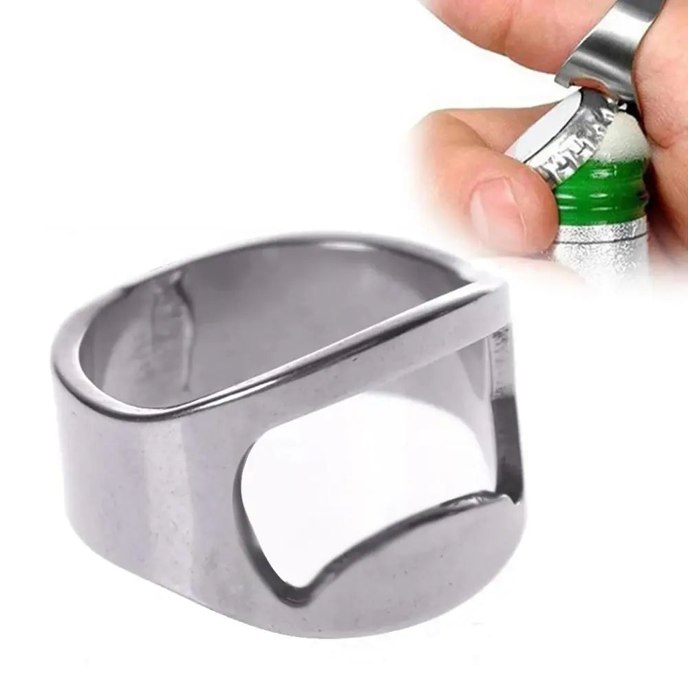 Stainless Steel Finger Ring Beer Opener, 1 Count/4 Counts Creative Beer Bottle Opener, Portable Size Kitchen Gadgets Kitchenware Utensils Bottle Opener for Home Kitchen