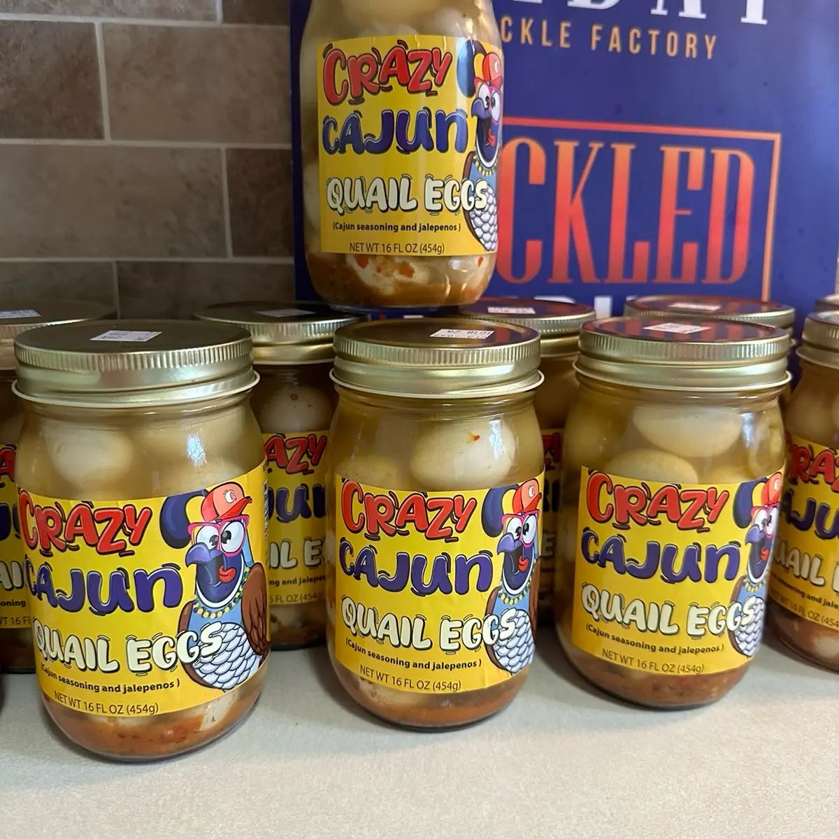 Da Bay Pickle Factory+Crazy Cajun Quail Eggs+Snack+Jalapeños Cajun Seasoning+Protein Canned Jar Food