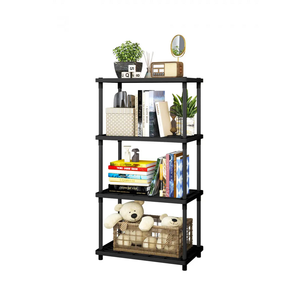 4 Tier Plastic and Metal Freestanding Shelf Bathroom Organizer, Shelving Unit Storage Rack Organizer for Home, Garage, Basement, Shed and Laundry Room