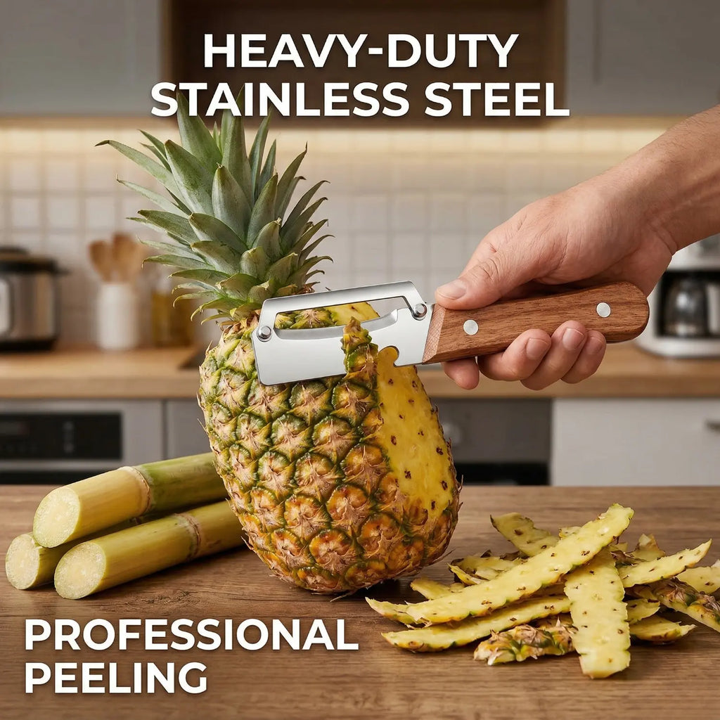 2PCS Kitchen Multi-Function Stainless Steel Thickened Fruit Peeler Knife for Sugar Cane and Pineapple Skin Removal Special Tool TF 1