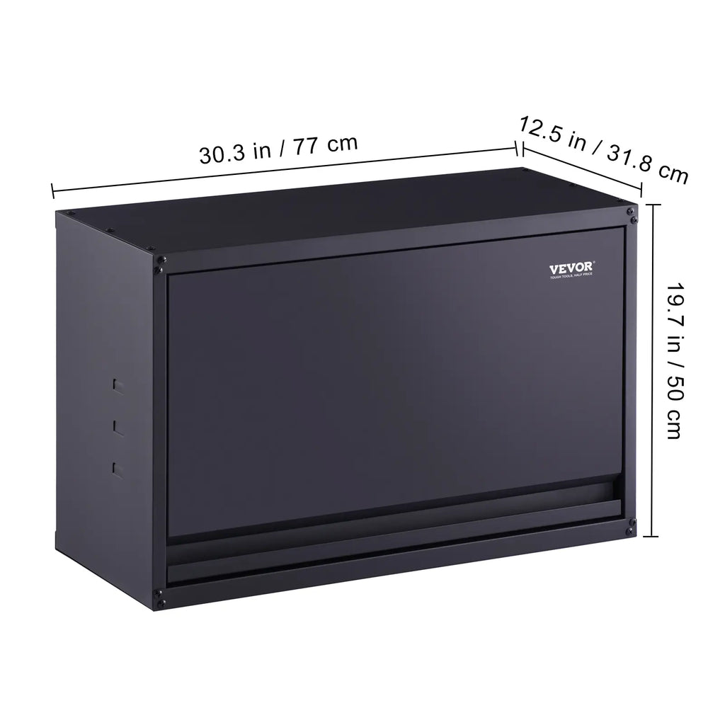 【Fathersdaygift】Vevor Metal Storage Cabinet, 120Lbs Load Capacity per Shelf, 20'' Tall Wall-Mounted Powder-Coating Steel Garage Cabinet with Adjustable Shelf, Press to Lock & Open Door, Perfect for Office Home Garage, Adjustable Side Cabinet