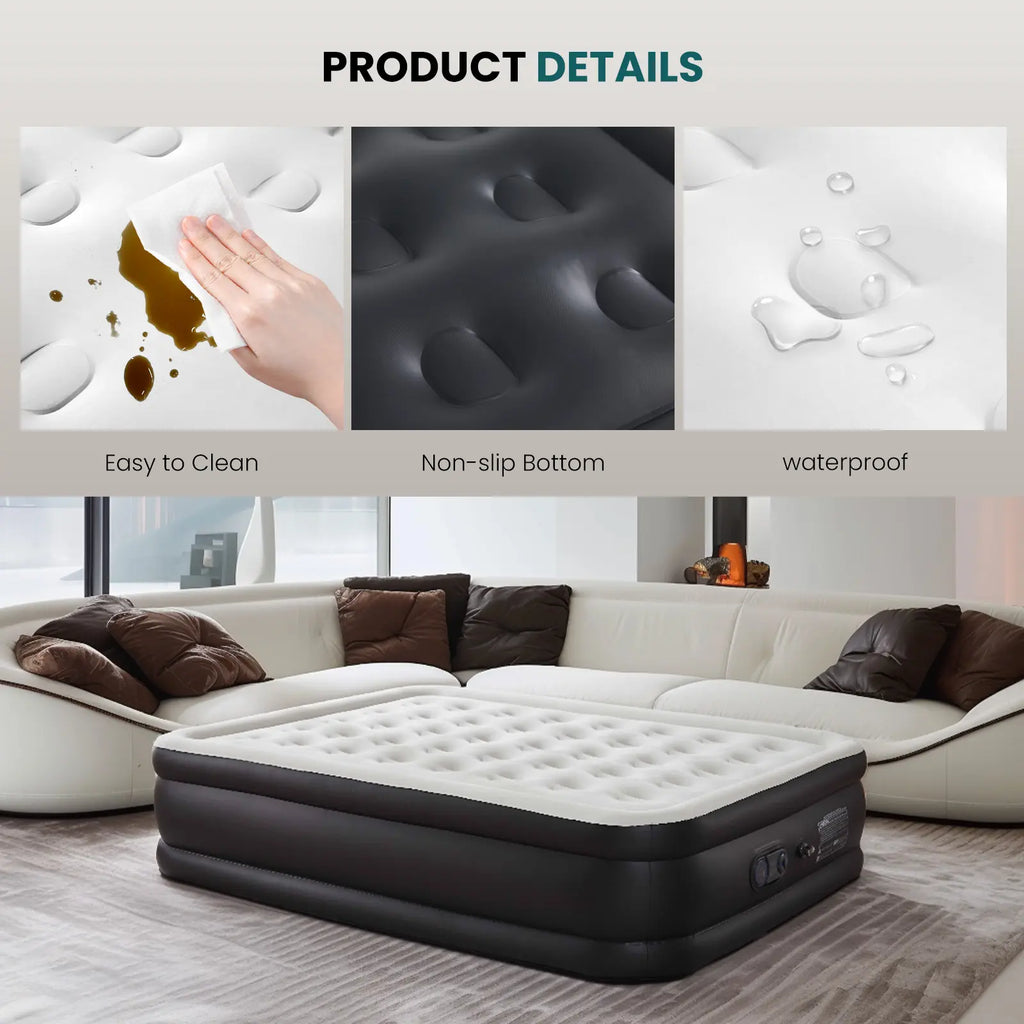 Air Mattress - Inflatable Blow up Mattress Airbed with Built-In Pump, Double Height, Adjustable Portable for Home or Camping