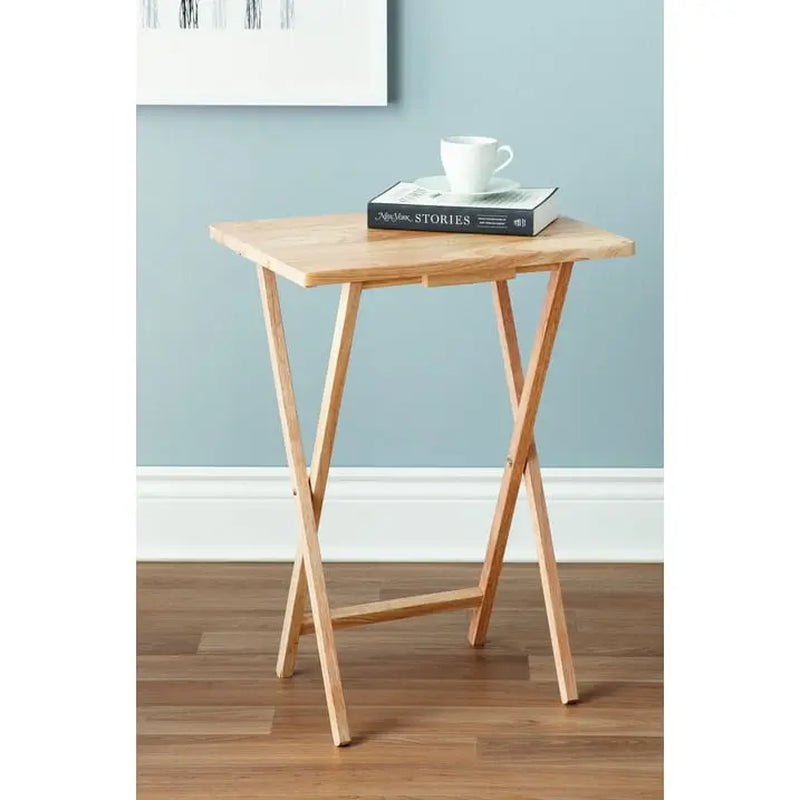 Natural Indoor Folding TV Tray Table 19 X 15 X 26 Inches Eco-Friendly Wood Finish for Living Room Convenience
