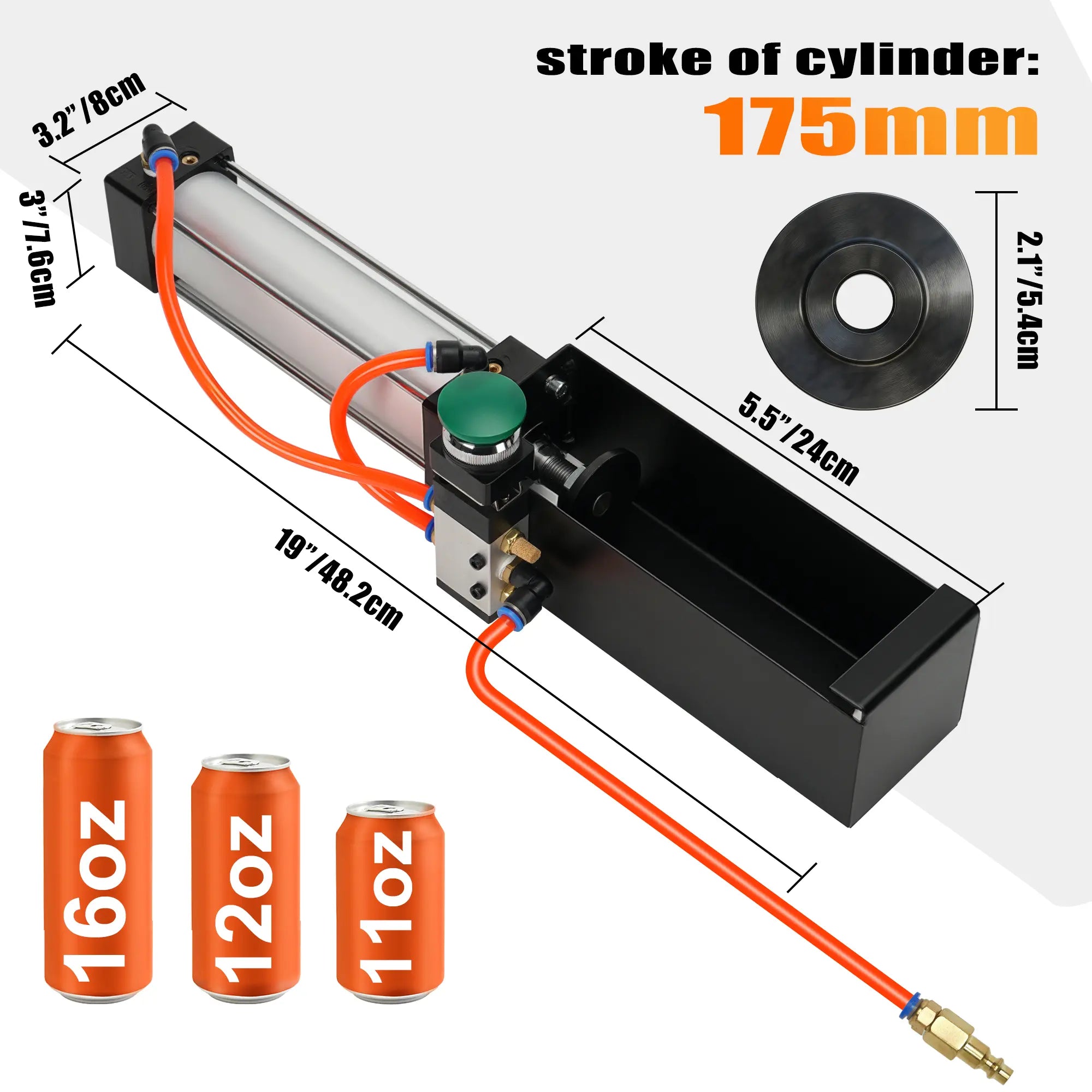【Fathersday Gift】Kaitnax Can Crusher, Heavy Duty Pneumatic Cylinder Soda Beer Can Crusher, Eco-Friendly Recycling Tool