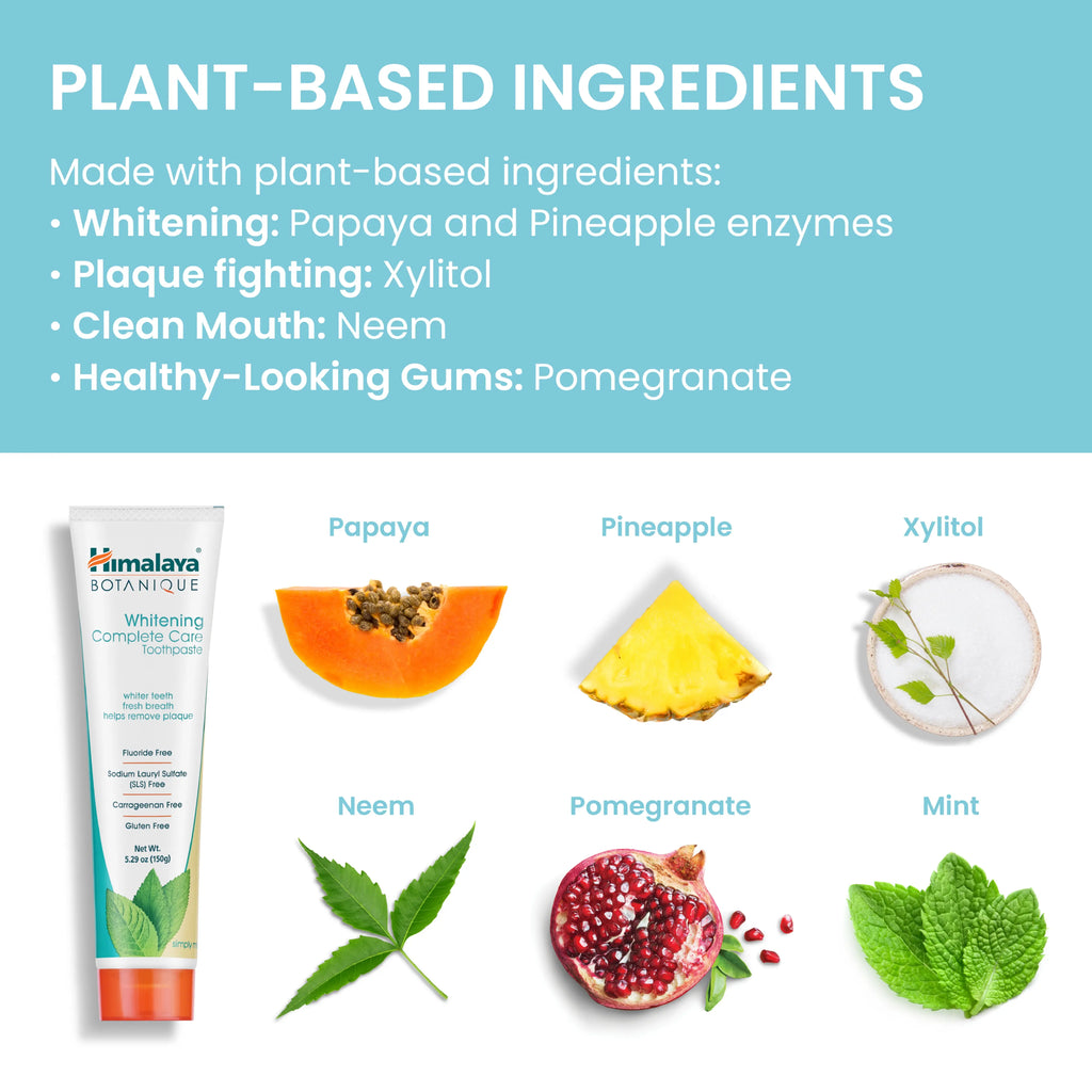 Himalaya Botanique Complete Care Whitening Toothpaste, Simply Mint, for a Clean Mouth, Whiter Teeth and Fresh Breath, 5.29 Oz
