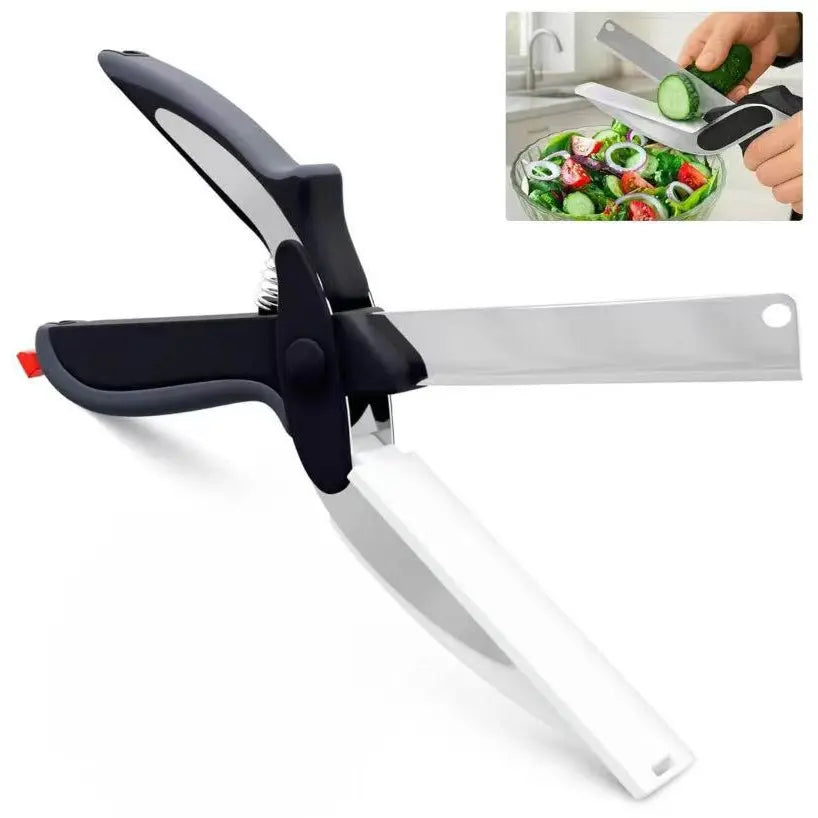 Father'S Day Gift 2 in 1 Kitchen Scissors for Food- Multi-Functional Stainless Steel Blade & Plastic Cutting Board Scissors with Safety Lock | 9.6"Fruit & Vegetable Cutter -Easy-To-Use Kitchen Shears for Meat, Bbq,Cheese, Easy-To-Clean,Holiday Gift