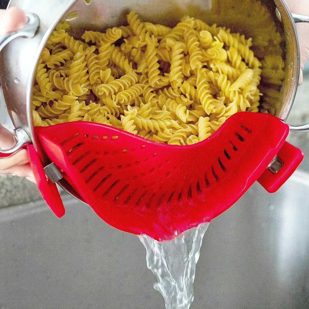 1 Piece Silicone Pot Filter Pasta Strainer with Adjustable Clips, Fruit Vegetable Food Strainer Kitchen Drain Sifter