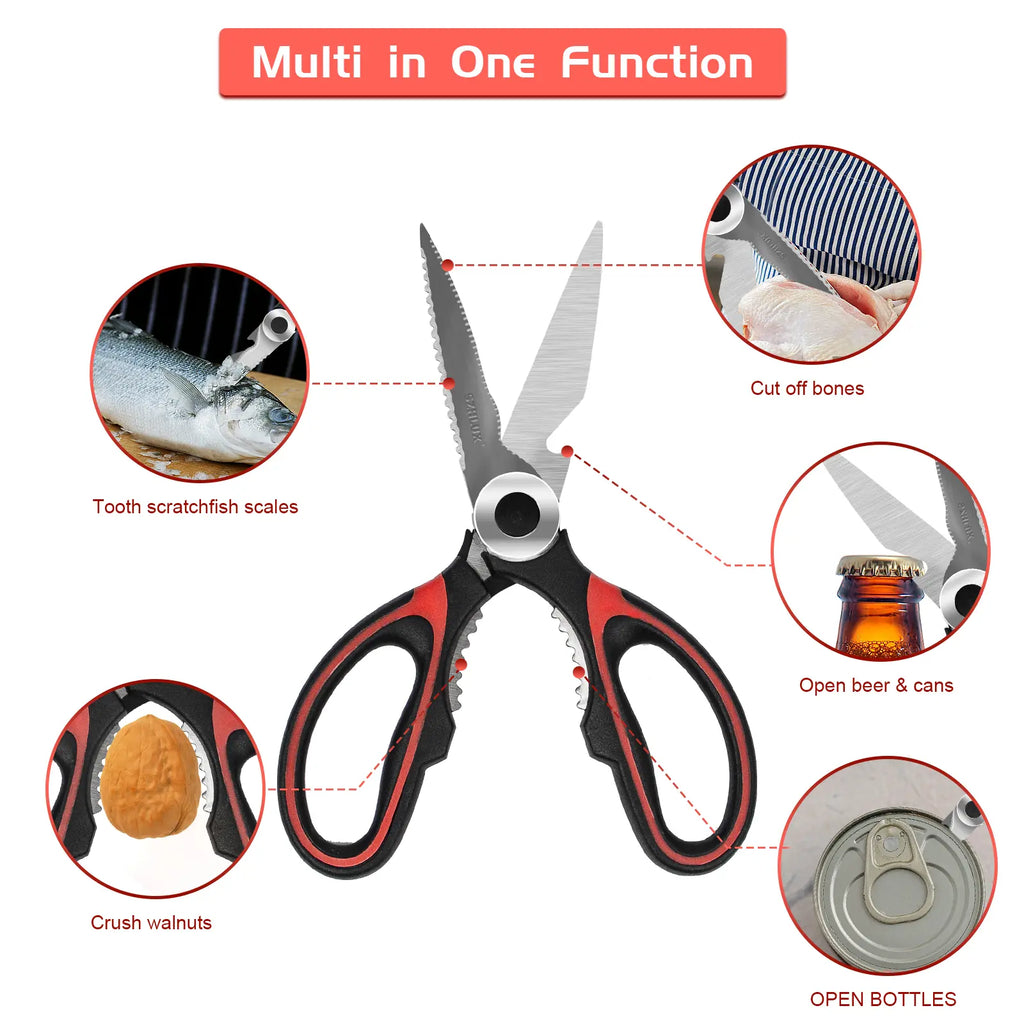 SZHLUX 2-Pack Kitchen Scissors Heavy Duty, Premium Sharp Kitchen Shears for Food, Meat, Fish, Bones, Poultry, and Vegetables, Multi-Purpose Stainless Steel Cooking Scissors