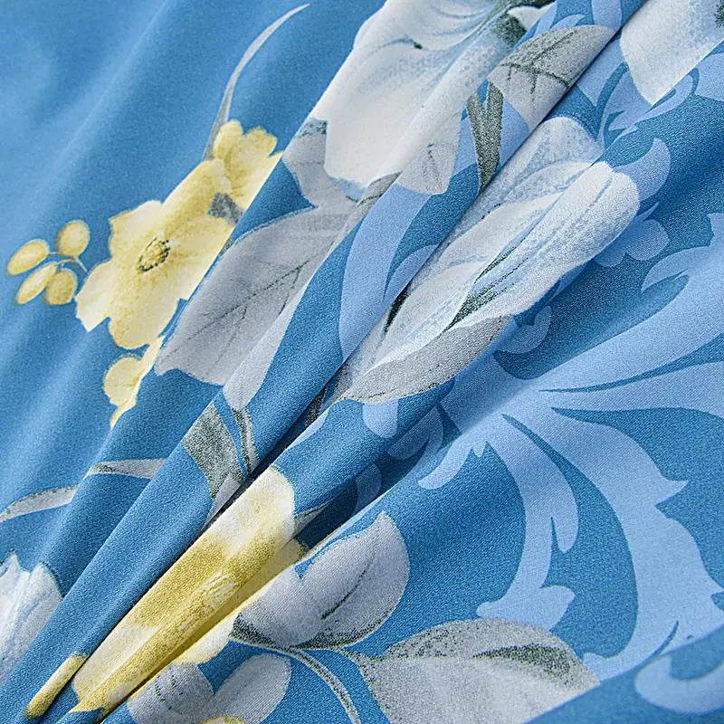 Floral Print Ruffled Edge Bed Skirt Set, 3-Count Set Including 1 Bed Skirt and 2 Pillowcases without Filler, Comfortable Bedding Set for Home Bedroom