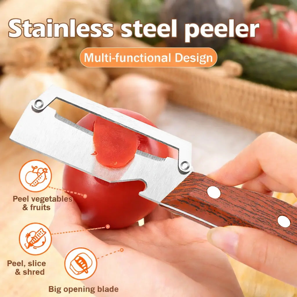 AA 2-In-1 Fruit & Veggie Peeler Kitchen Gadget, Sharp Stainless Steel Blade, Upgraded Ergonomic Comfort Non-Slip Grip, Multi-Functional Kitchen Utensil with Bottle Opener for Efficient Peeling