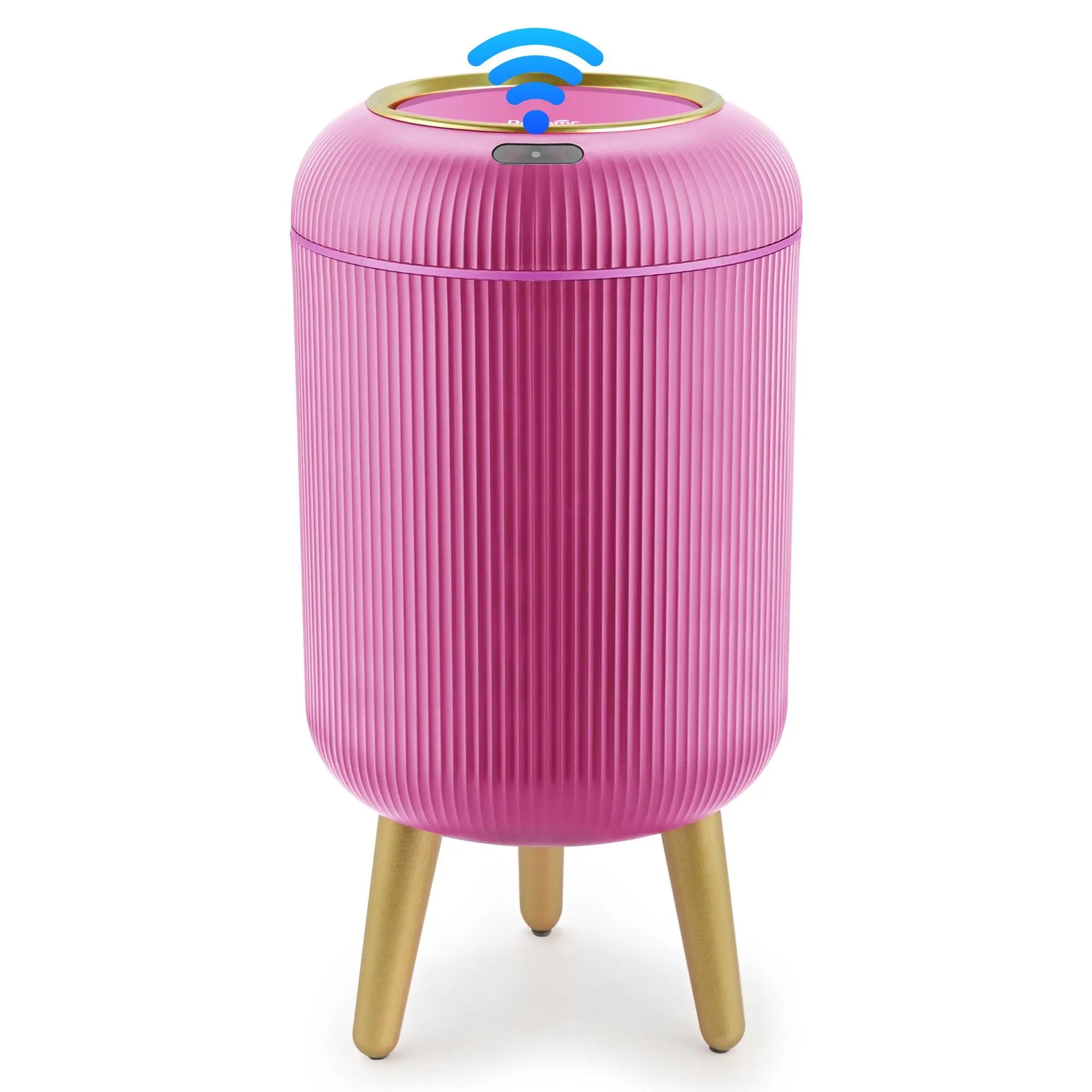 Pukomc Smart Sensor Waterproof Trash Can - Flip Top, Cute Nordic Style Design Springtok Homewares Space Saving Bins White Automatic Dispenser Bathroom Accessories