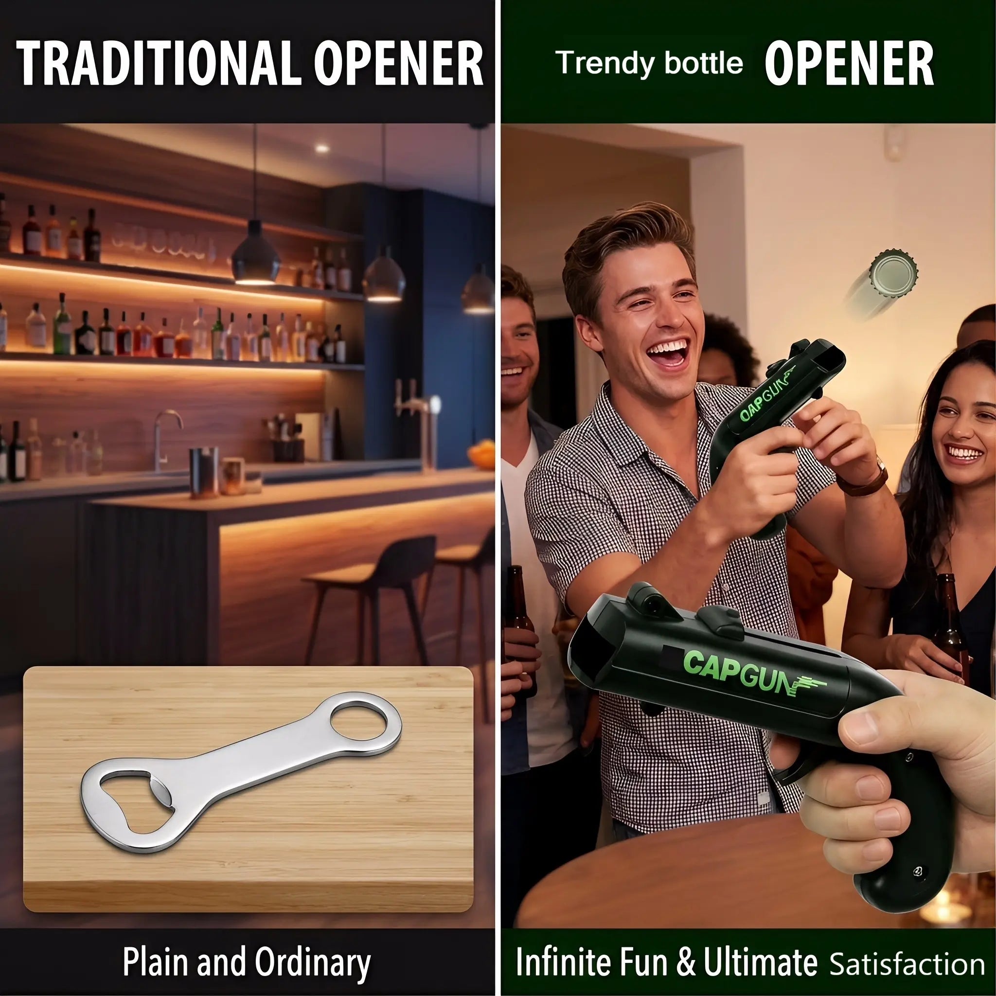 Stainless Steel & ABS Plastic Spring Mechanism Bottle Opener, Kitchen & Bar Utensil, Fun Gifts for Family Gatherings & Father’S Day (Red-Black)