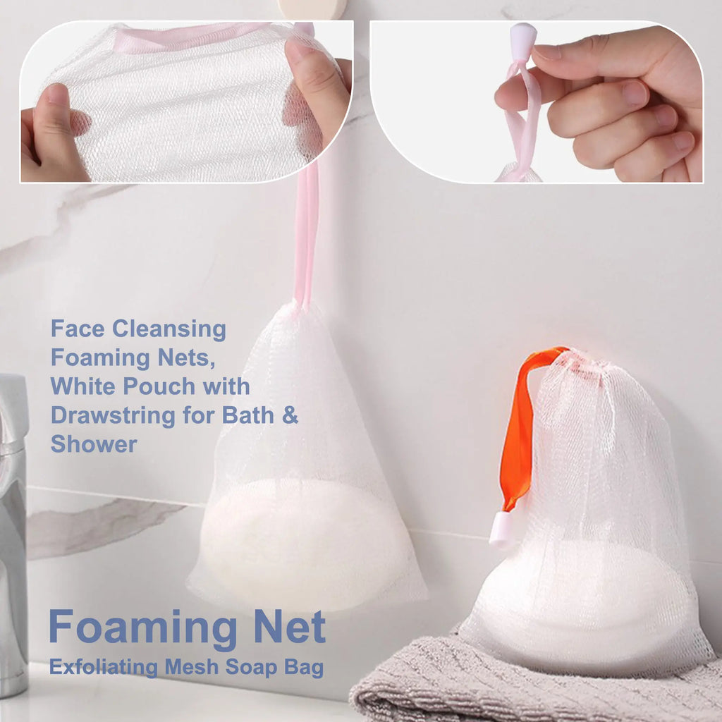 10 Counts Exfoliating Mesh Soap Saver Pouch, Drawstring Closure, Rich Foam Creation, Random Color