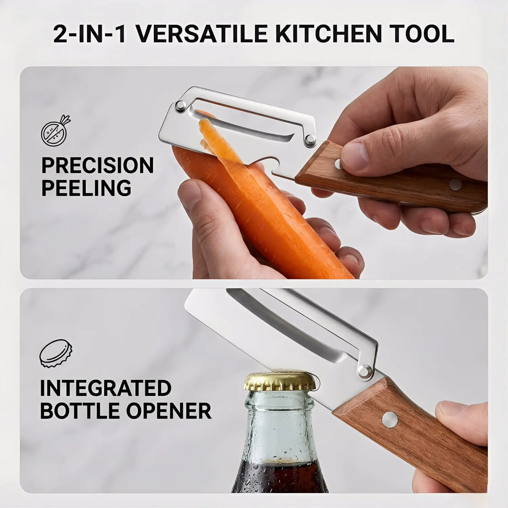 2PCS Kitchen Multi-Function Stainless Steel Thickened Fruit Peeler Knife for Sugar Cane and Pineapple Skin Removal Special Tool TF 1