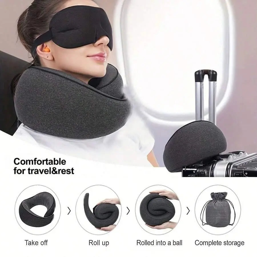 Travel Neck Pillow, Breathable Comfortable Memory Foam Neck Pillow, Travel Nap Pillow with Storage Bag, Valentine'S Day Gift, Supportive Memory Foam