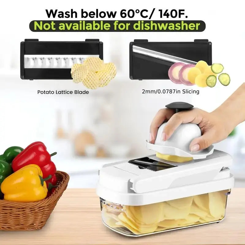 Multifunctional Vegetable Fruit Chopper, Manual Kitchen Tool, Slicer Dicer Cutter, Ideal for Squash Noodles, Onion Minced Meat, French Fries Cutting, Durable Slicer #GLOBAL PICKS