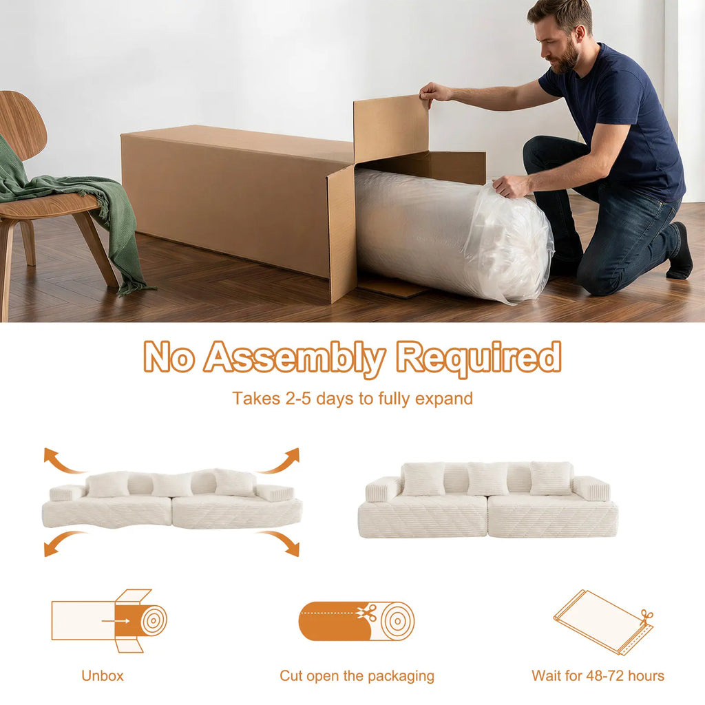 【Father'S Day】【2 Packages Shipping】 113" Modular Sectional Boneless Sofa,Oversized Chaise Lounge with Deep Seats, Modular Cloud Sleeper Sofa, No Assembly Required, Free Combination, Modern Sectional Couch.Boneless Sectional Couch. Living Room Furniture Ou