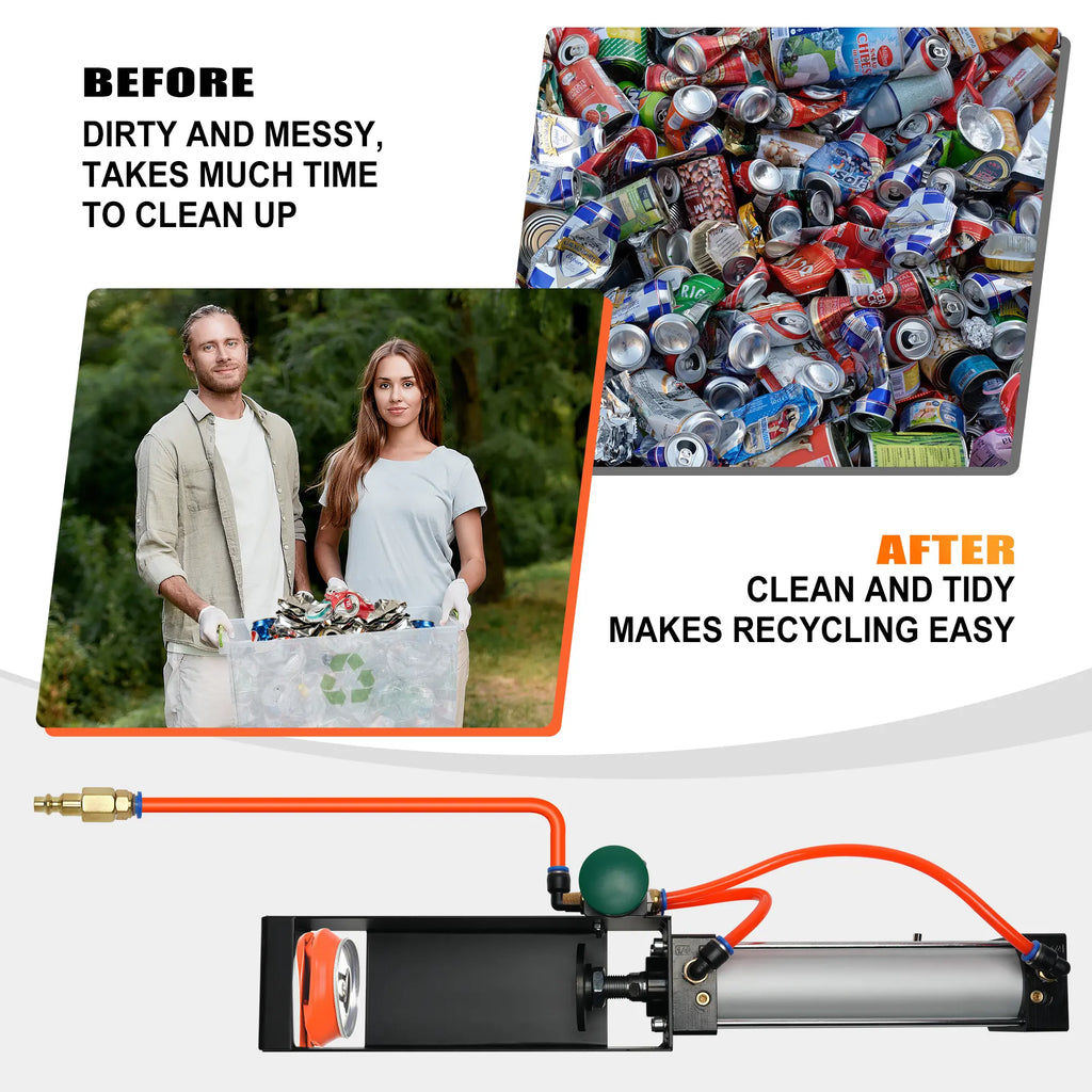 【Fathersday Gift】Kaitnax Can Crusher, Heavy Duty Pneumatic Cylinder Soda Beer Can Crusher, Eco-Friendly Recycling Tool
