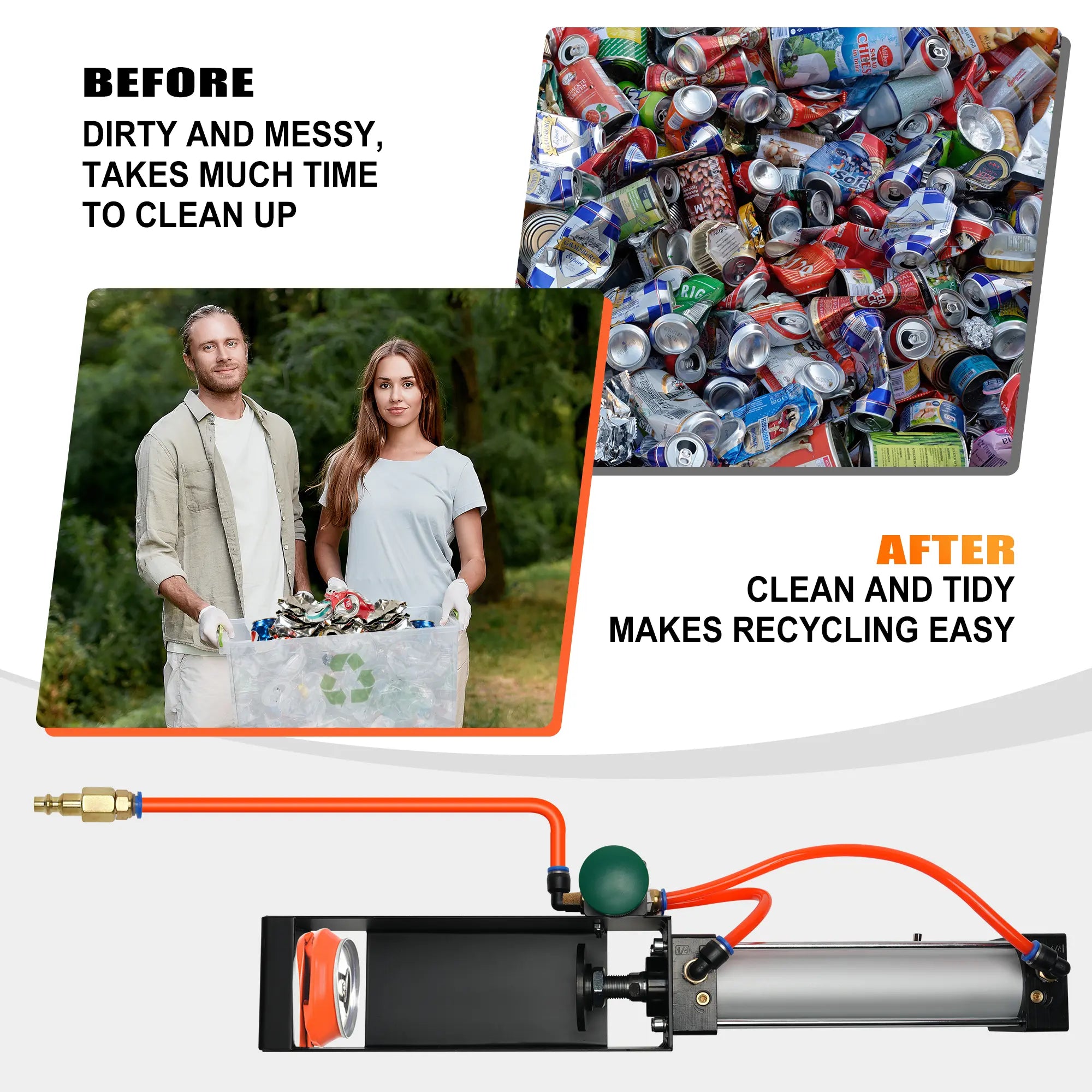 【Fathersday Gift】Kaitnax Can Crusher, Heavy Duty Pneumatic Cylinder Soda Beer Can Crusher, Eco-Friendly Recycling Tool