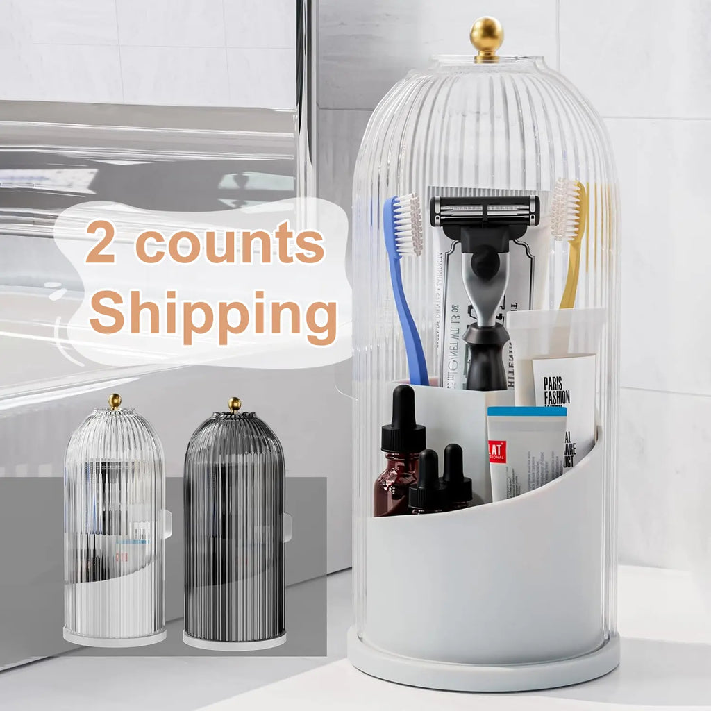 [Summervibes] 2-Count Toothbrush Holder Set - Modern Countertop Bathroom Decor, Stylish & Durable Toothpaste Organizer for Easy Storage