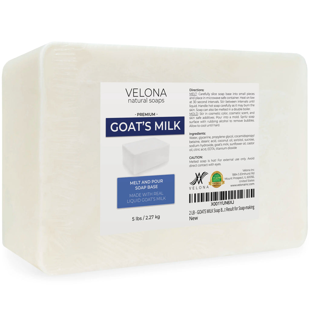 5 LB - Goats MILK Soap Base by Velona | SLS/SLES Free | Melt and Pour | Natural Bars for the Best Result for Soap-Making