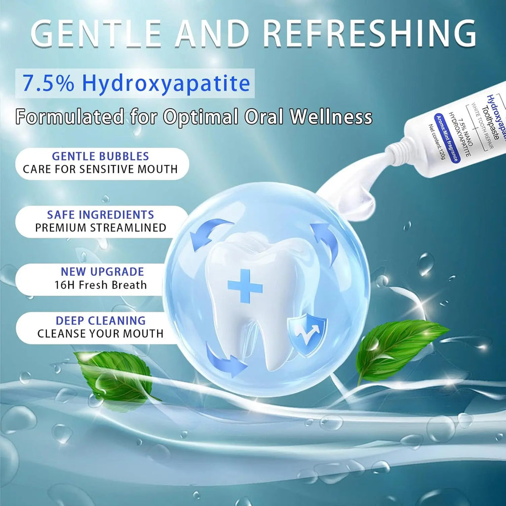 Beamach Hydroxyapatite Toothpaste 7.5% - Enamel Repair & Natural Whitening, Mint Flavor, Fluoride-Free, Gentle for Sensitive Teeth, 4.23Oz Oral Hygiene Essentials