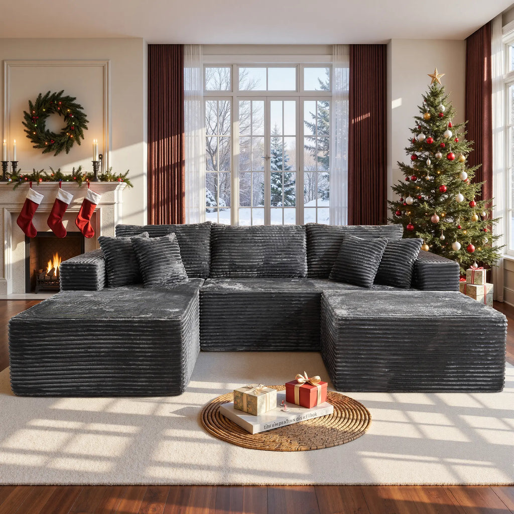 【Summer Vibes】Xizzi 108" Oversized Modular Cloud Sectional Sofa Set, L/U Shaped Boneless Couch High-Density Foam Plush Corduroy Deep Seat Sofa Bed for Living Room Bedroom, No Assembly Required