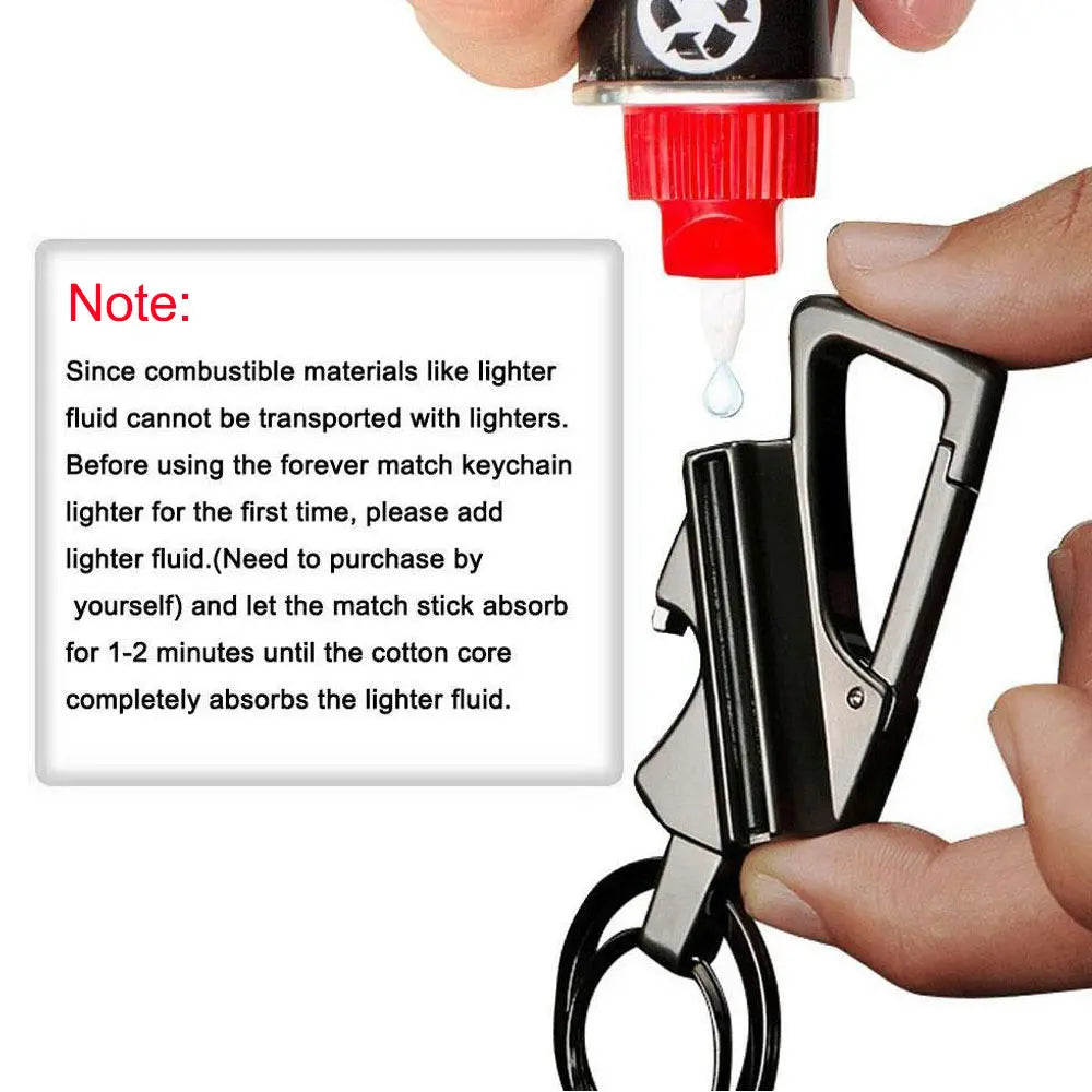 3-In-1 Utensils Multi-Tool, Portable Keychain with Bottle Opener and Lighter (Lighter Fluid Not Included)