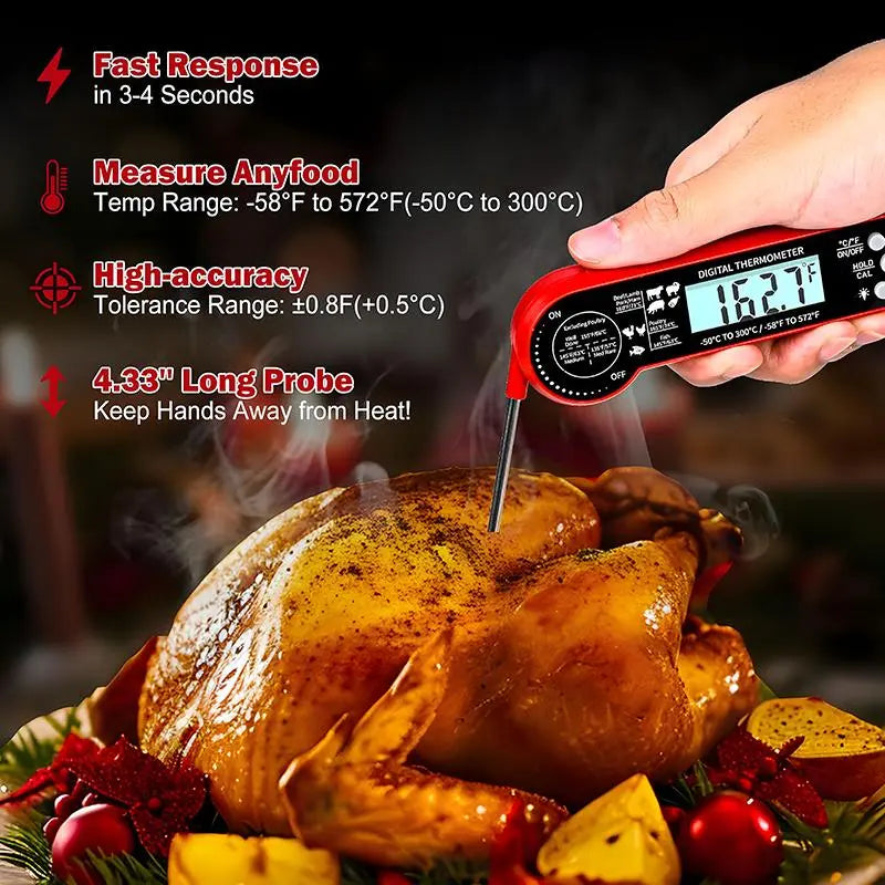 Digital Meat Thermometer, Food Thermometer, 1 Count Instant Reading Measuring Meat Thermometer, Digital Probe for Kitchen Accessories, Kitchen Gadgets for Grilling and Cooking, Kitchenware