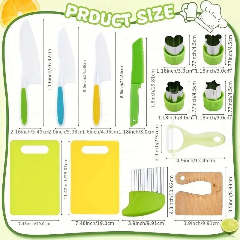 Kitchen Cutting Tool Set, 13Pcs/Set Durable Multifunctional Wooden Fruit & Vegetable Cutting Tool, Portable Kitchen Gadgets for Home Use, Household Kitchen Products