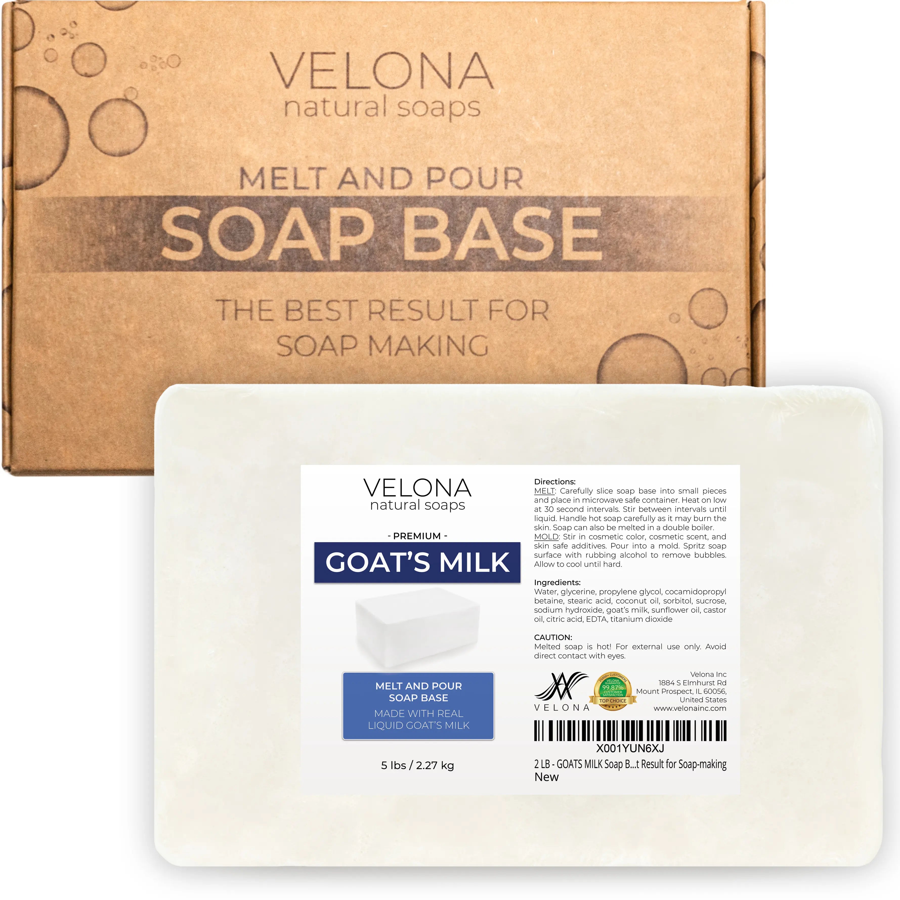 5 LB - Goats MILK Soap Base by Velona | SLS/SLES Free | Melt and Pour | Natural Bars for the Best Result for Soap-Making