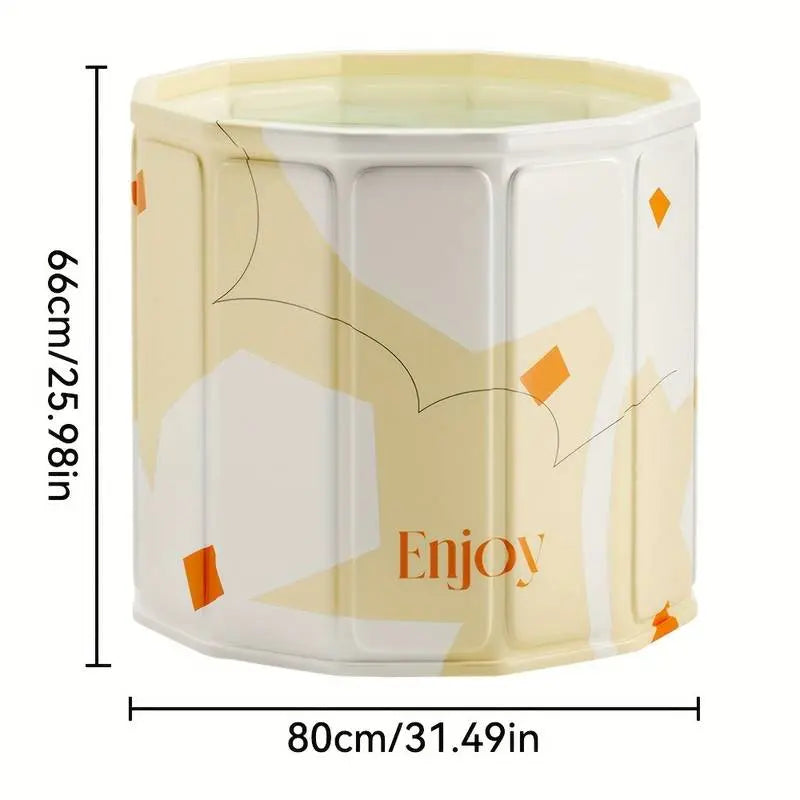 Portable Bathtub for Adults Foldable SPA Soakingstanding Bath Tub for Shower Stall, Freestanding Non-Inflatable Hot Ice Bath Tub with Thickened Thermal Foamto Keep Temperature.Home Outdoors Gyms, Open Size: 31.49 × 25.98 In