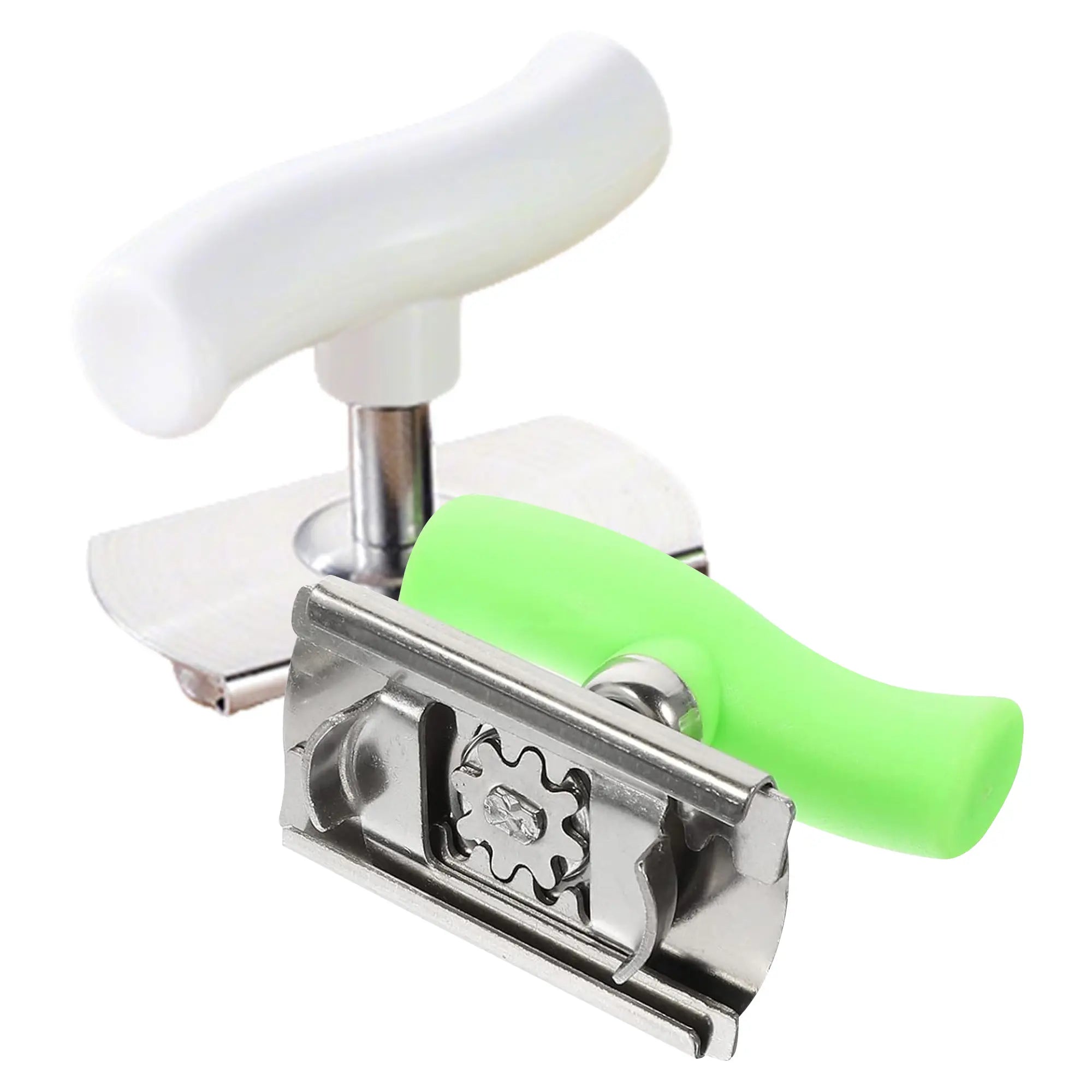 2 Counts Stainless Steel Jar Opener for Easy Opening, Jar Lid Opener for Weak Hand, Suitable for Small and Medium Cans, White & Green
