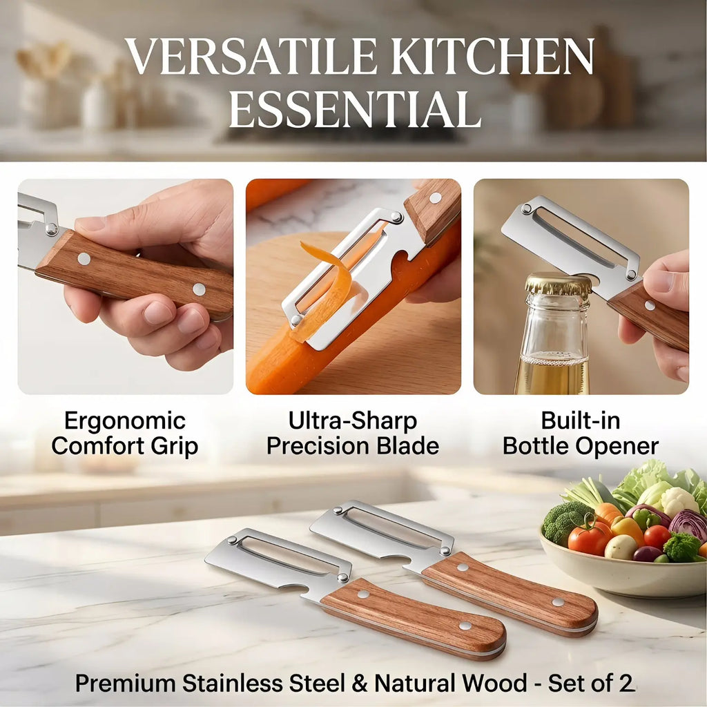 2PCS Kitchen Multi-Function Stainless Steel Thickened Fruit Peeler Knife for Sugar Cane and Pineapple Skin Removal Special Tool TF 1