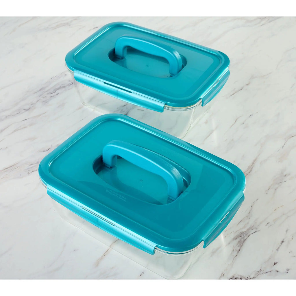Locknlock Set of 2 Deep Glass Rectangle Baker W/ Handle Lids