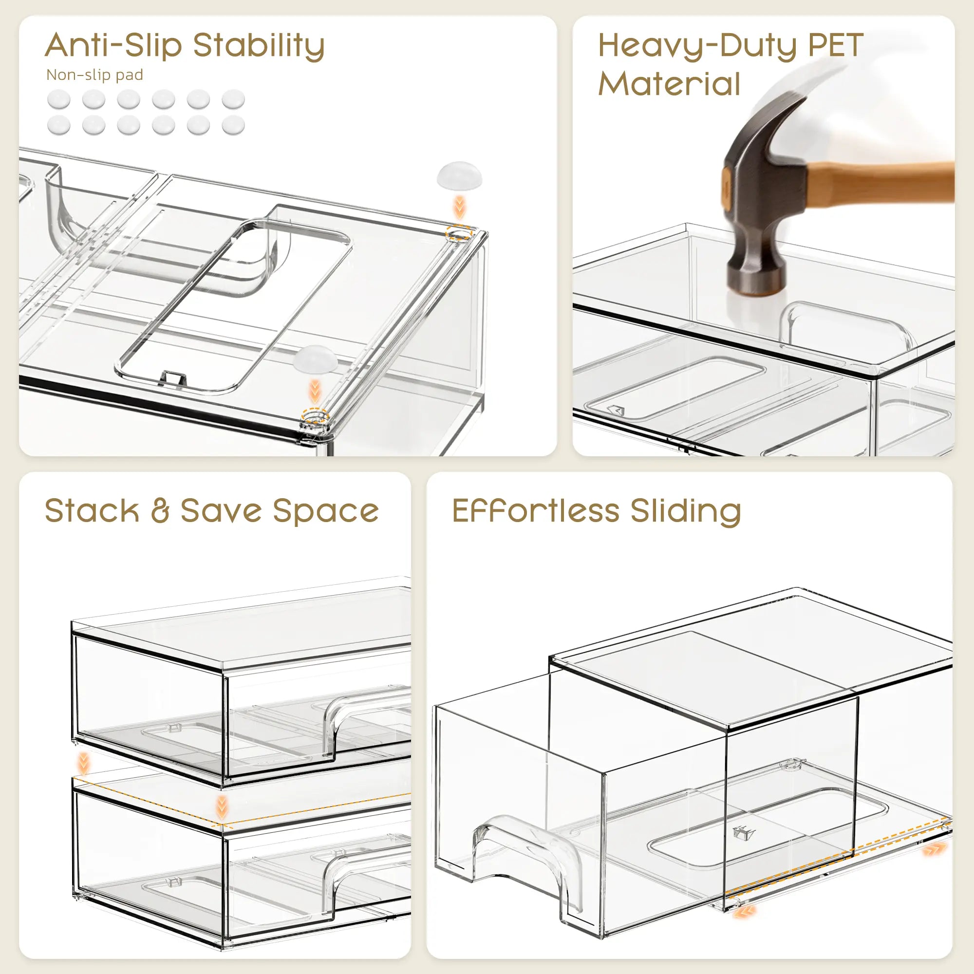 Criusia Stackable Storage Drawers, Transparent Plastic Storage Boxes, Suitable for Storing Baby Products, Bottles, Cosmetics, and for Use in Dressing Tables, Bathrooms, Cabinets, and Storage Rooms. Bpa-Free, Safe and Reliable.