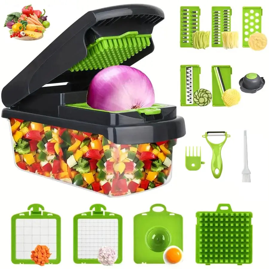Multifunctional Vegetable Fruit Chopper, Manual Kitchen Tool, Slicer Dicer Cutter, Ideal for Squash Noodles, Onion Minced Meat, French Fries Cutting, Durable Slicer #GLOBAL PICKS