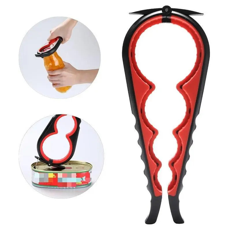 4 in 1 Can Food Opener, Manual Jar Opener, Lid Opener for Elderly, Arthritis Hand and Any Strength Low People, Can Openers for Seniors, Portable Kitchen Gadgets, Utensils, Household Items, Kitchenware, Home